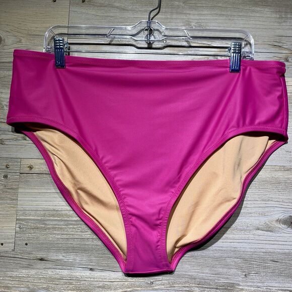 J Crew Hallie Bikini Bottom Fuchsia Pink Size XXL BM642 High Rise Mid Cut Leg - Picture 3 of 7